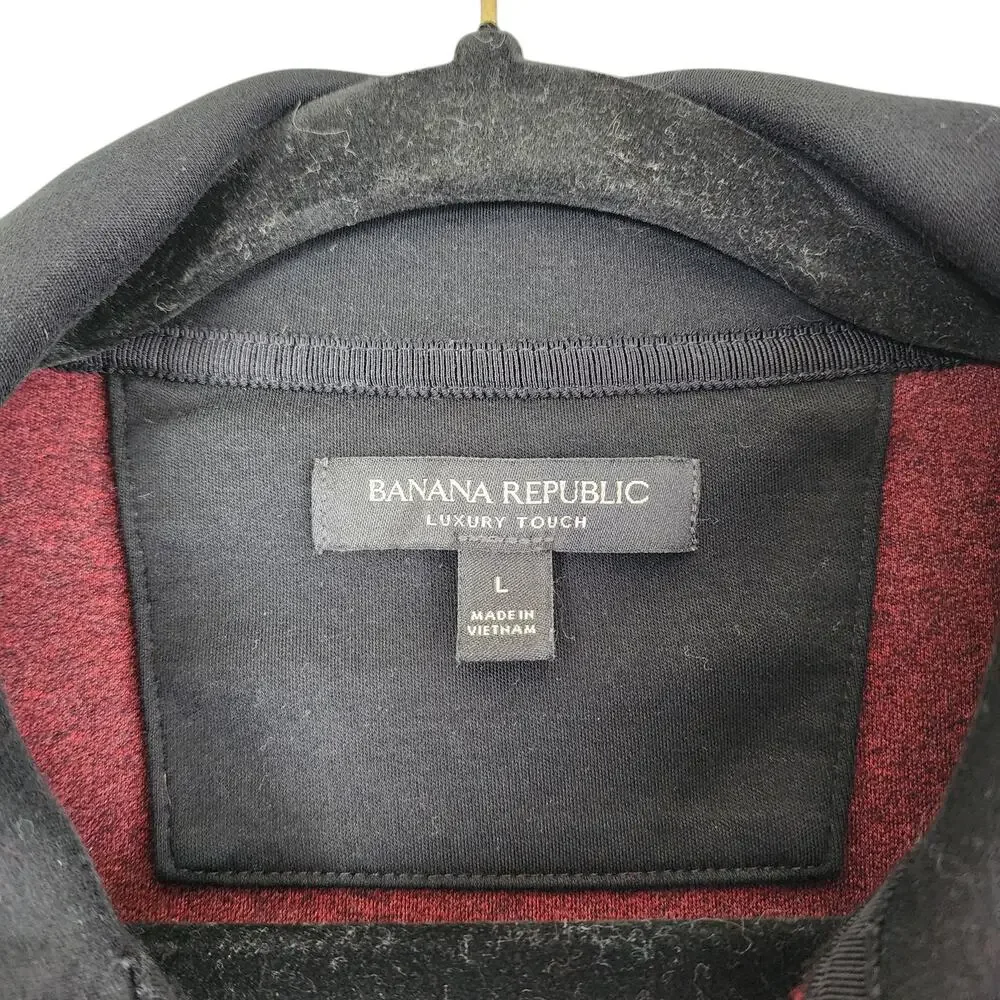 Banana Republic Mens Luxury Touch Half Zip Sweater Shirt Size Large Burgundy Red